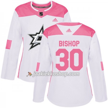 Nainen NHL Dallas Stars Pelipaita Ben Bishop 30 Adidas 2017-2018 Valkoinen Vaaleanpunainen Fashion Authentic